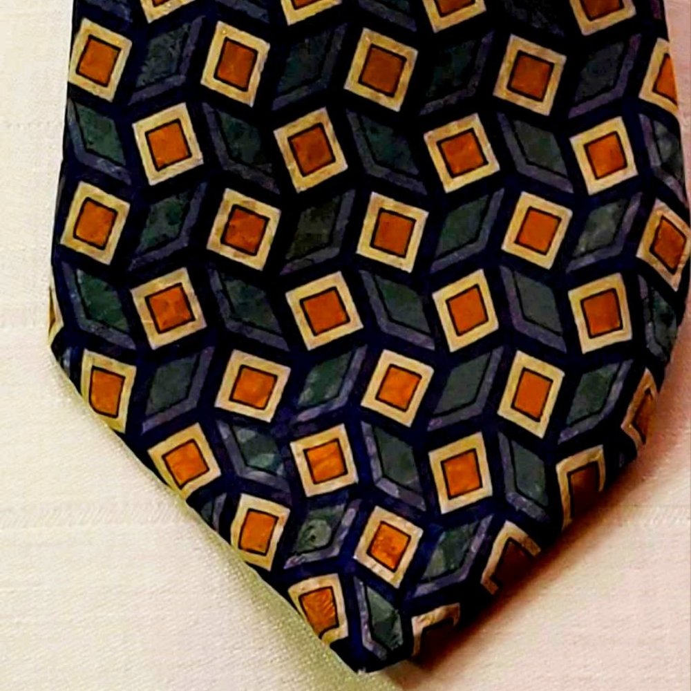 City-One, century silk co, vintage men's necktie with geometrical pattern